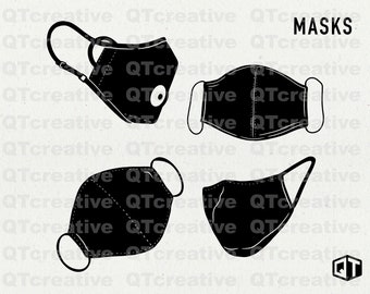 FACE MASK BUNDLE- svg, png, jpeg, eps. Instant Download! Set of 4 graphics on one page - 4 files total