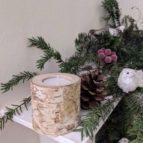 Personalised Birch Candle Holder Customised Rustic Natural Etsy