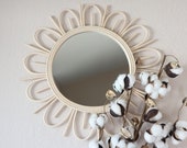 Rattan Sun Handmade Round Mirror Modern Boho Wicker Framed Wall Mirror Bohemian Nursery Sunflower Wall Decor Christmas Holiday Gift