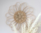 Rattan Sunflower Large Wall Basket Boho Modern Wicker Wall Decor Whimsical Bohemian Nursery Woven Wall Hanging Christmas Holiday Gift