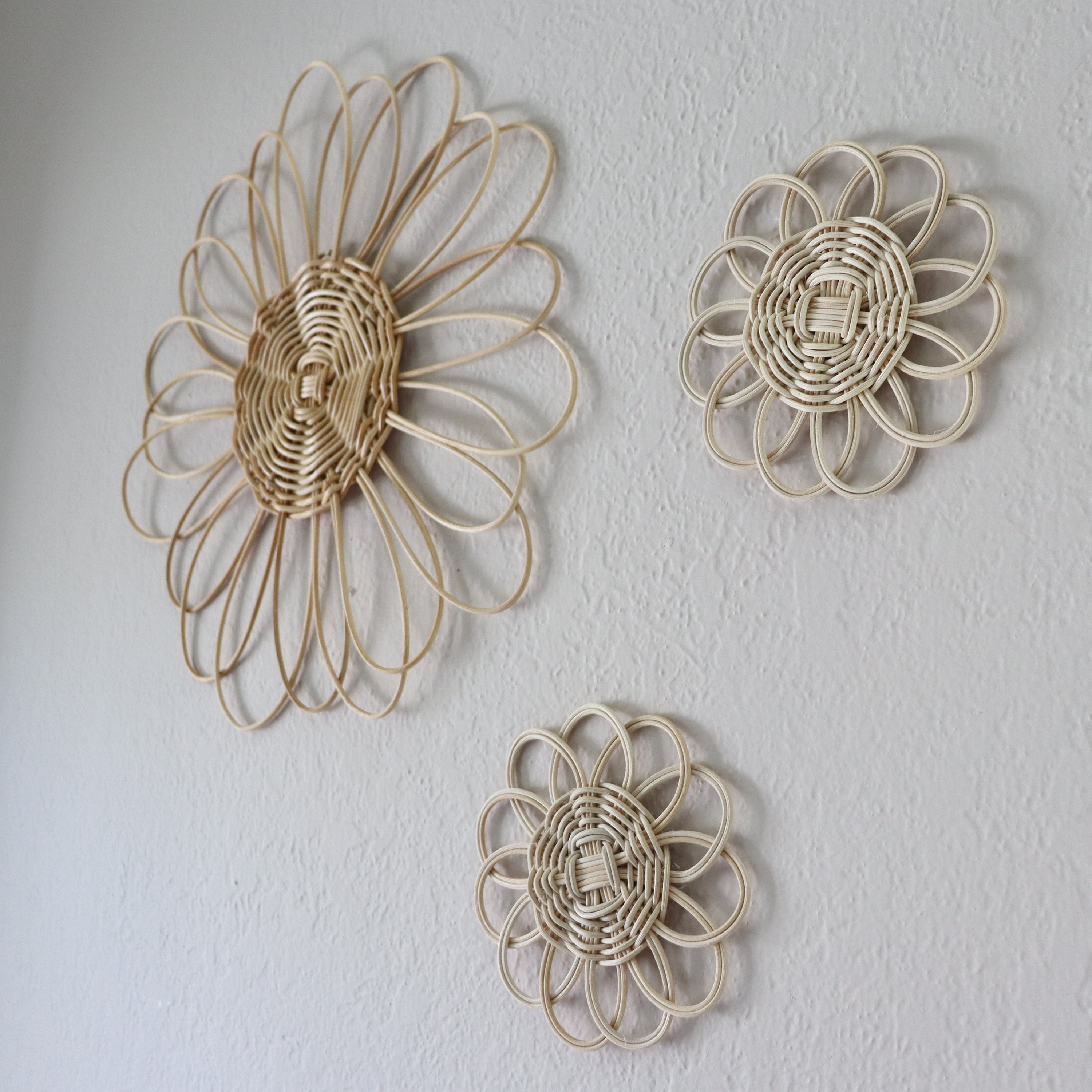 Rattan Flower Wall Basket Set Children's Room Boho Etsy