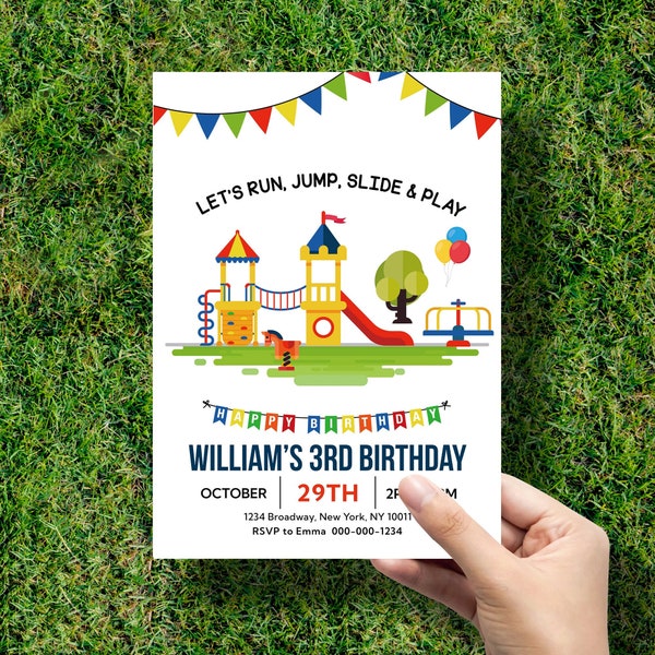 Playground Birthday Invitation, Park Birthday Party Invitation, Outdoor Birthday Party Invite, Backyard Party Invite, Instant Download