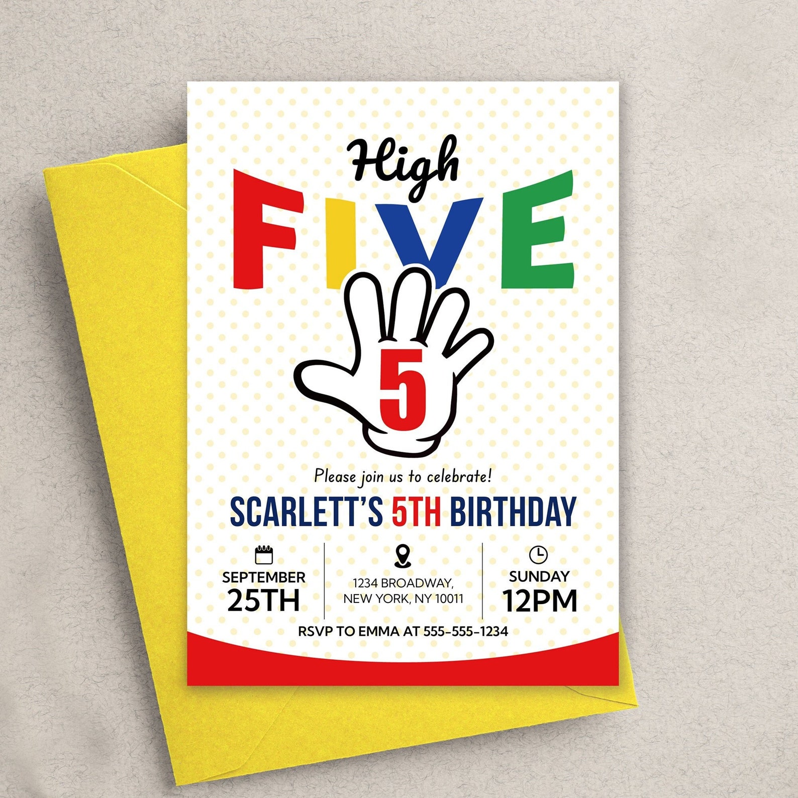 High Five Birthday Invitation Editable Hi Five Invite Etsy