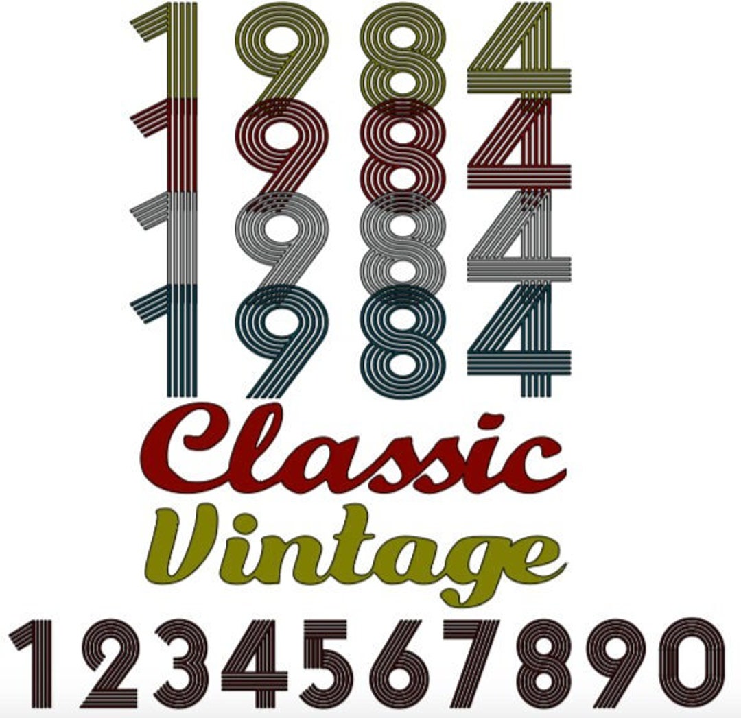 Vintage Numbers Svg Classic Numbers Svg Birthday Numbers Etsy