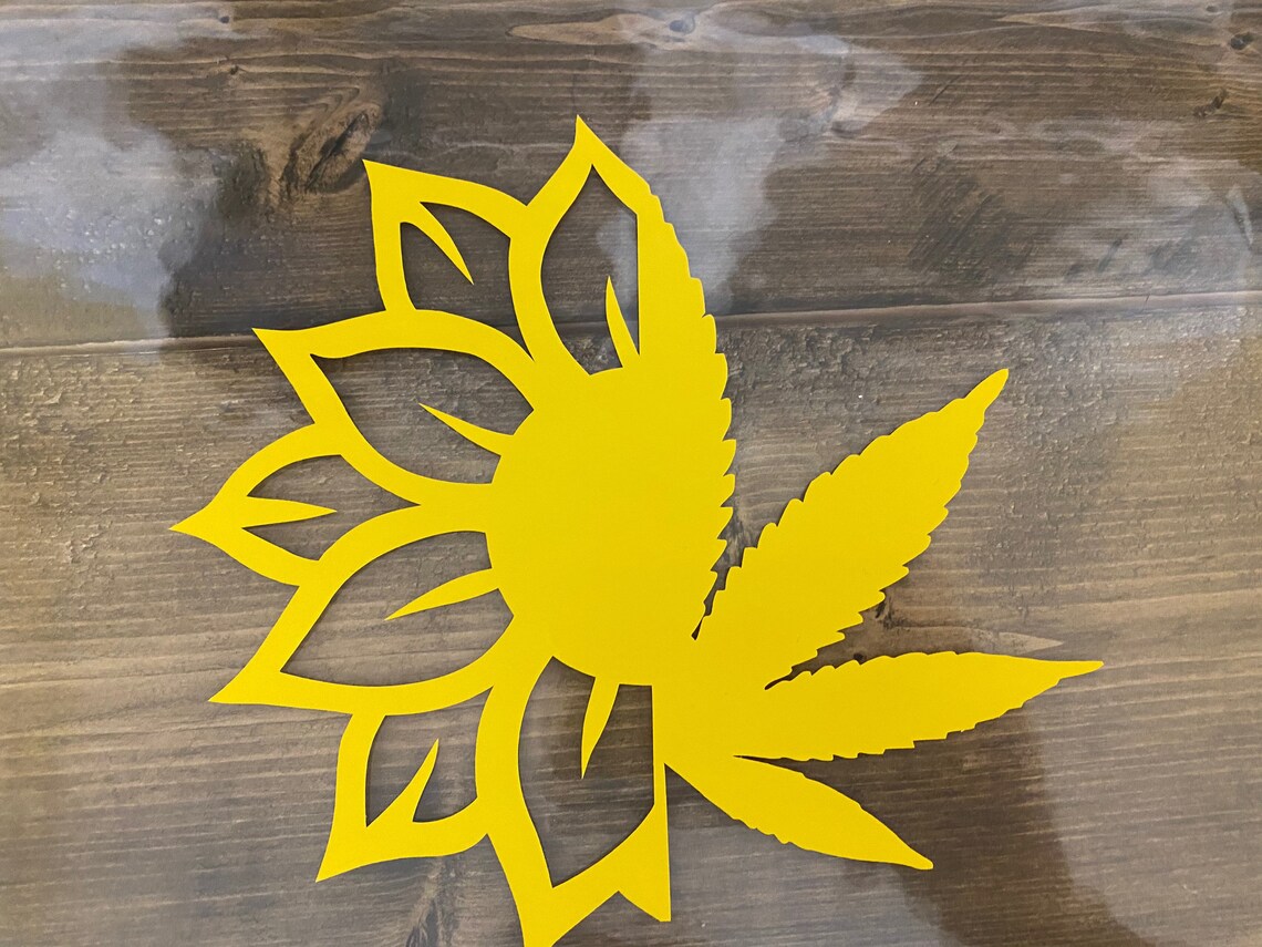 Sunflower/marijuana leaf decal | Etsy