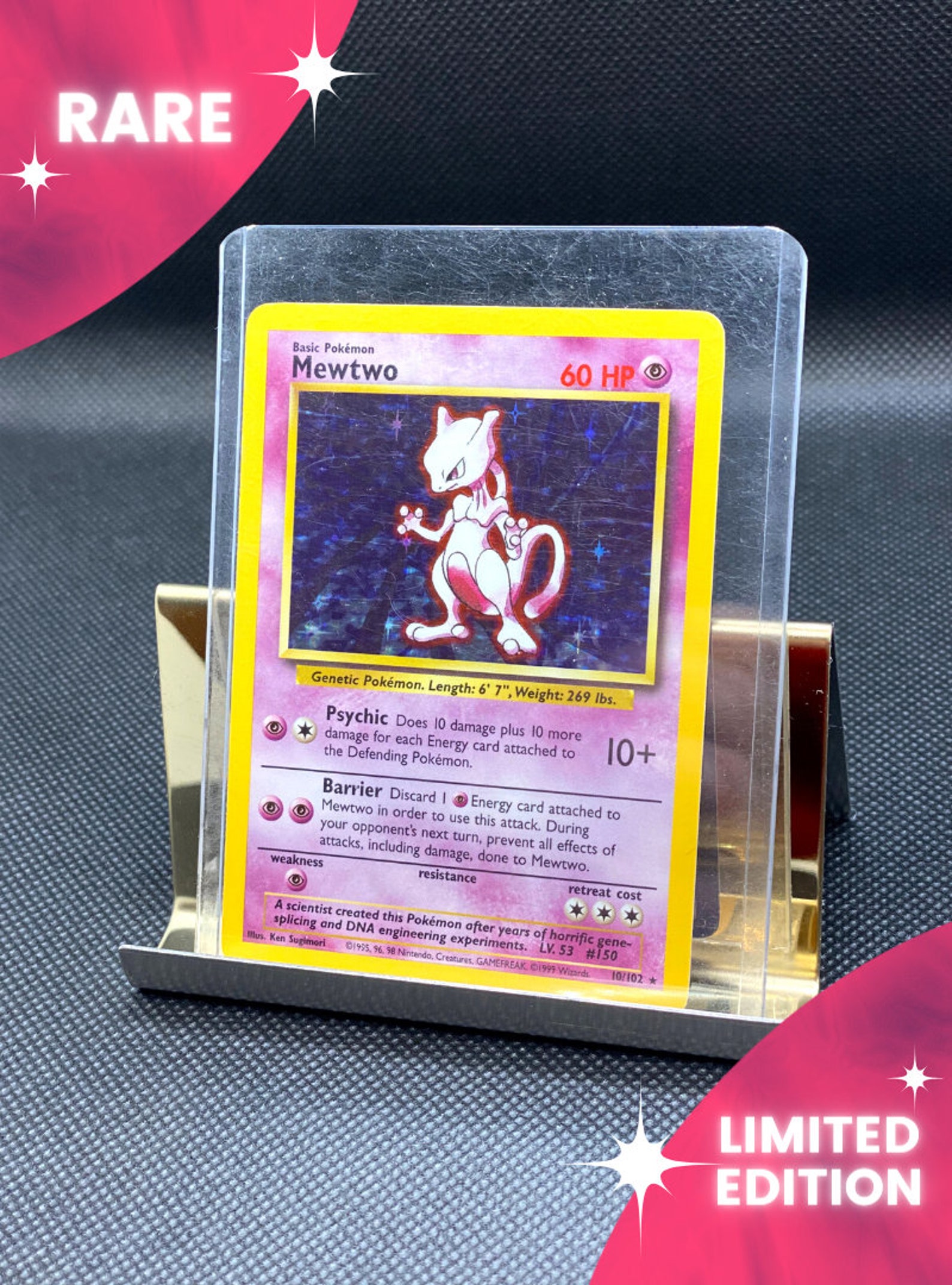 Mewtwo Pok mon Holographic Card PSA Real Card Etsy