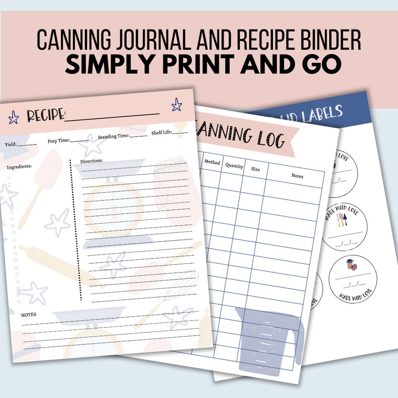 Canning Planner Printables, Canning Journal, Homestead Planner, Pantry