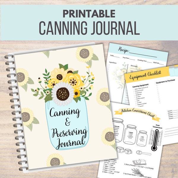 Canning Journal Printable, canning planner, homestead planner, pantry inventory, freezer inventory, preserving binder, canning notebook