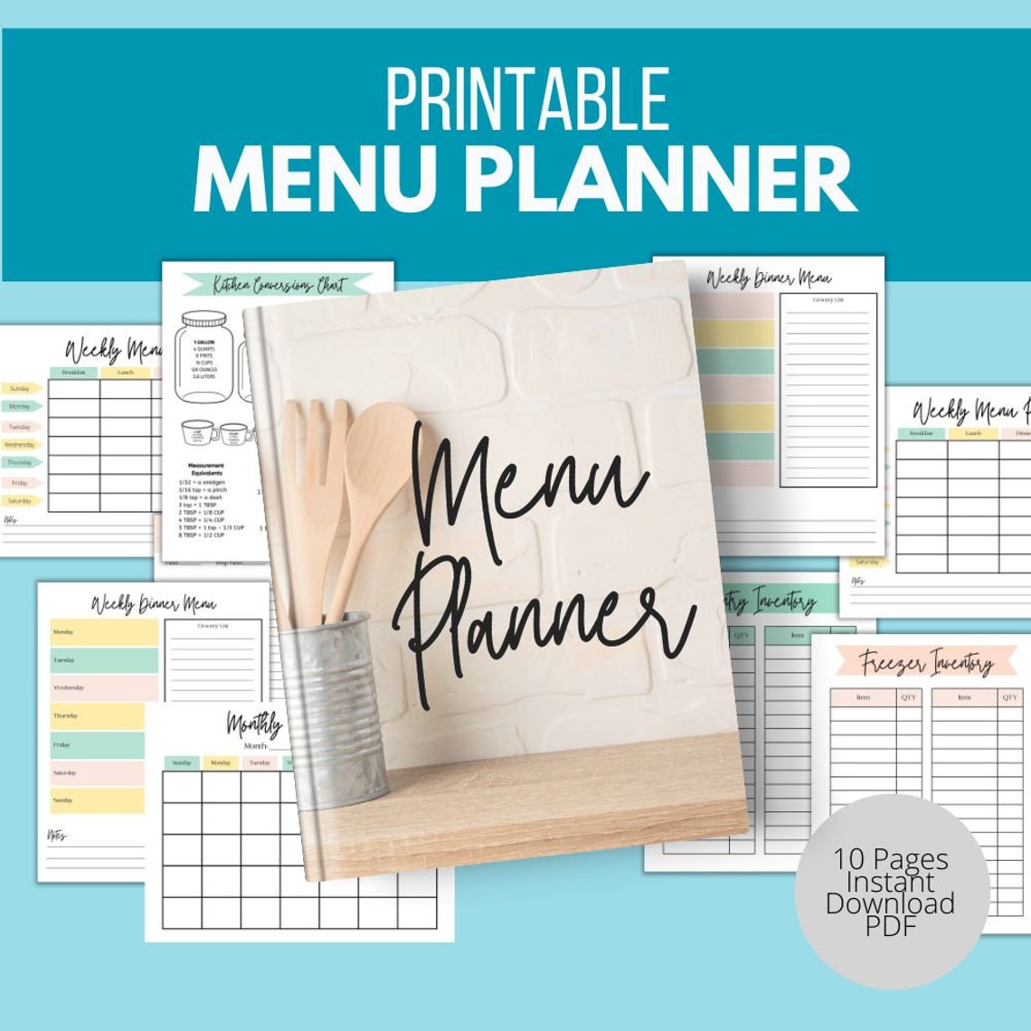 Meal Planner Printable, Weekly Meal Planner, Monthly Meal Planner, Menu ...