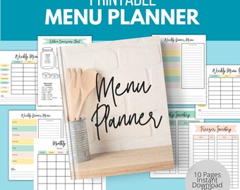 Planificador de comidas imprimible, Planificador de comidas semanal, Planificador de comidas mensual, Cuaderno de planificación de menús, Plantillas de planificador de comidas, Diario de alimentos, Menú diario