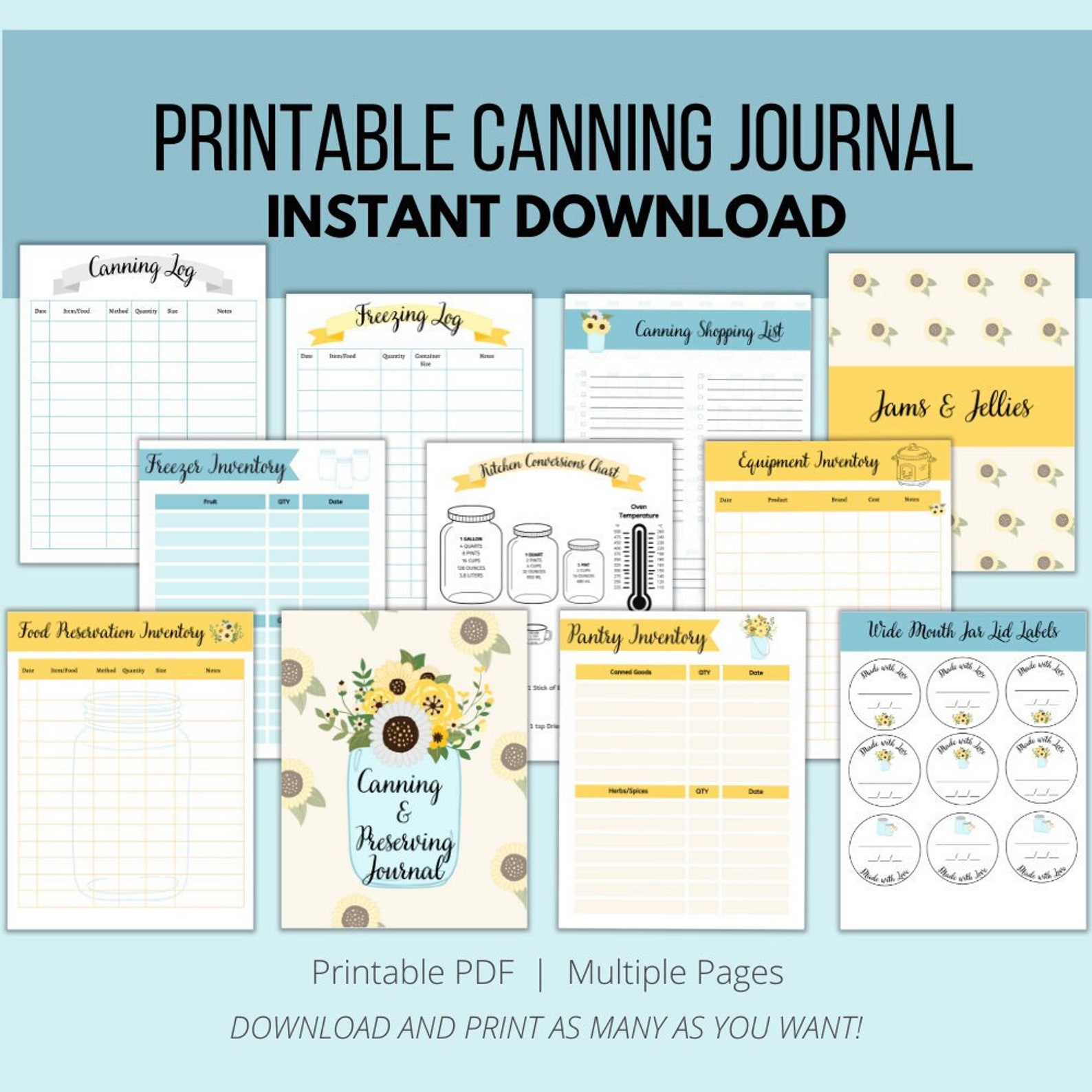 Canning Journal Printable, Canning Planner, Homestead Planner, Pantry