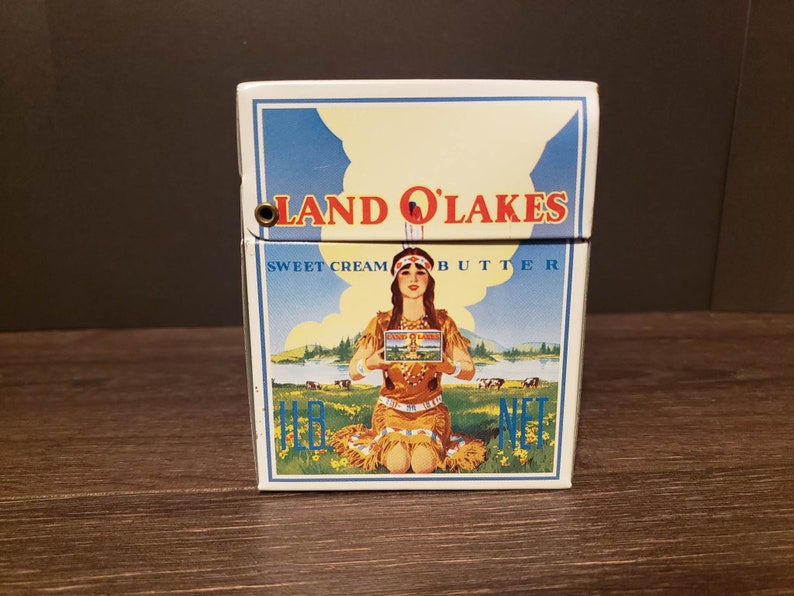 RARE Vintage Land O' Lakes Recipe Card Box With Indian Logo and Cards Included Collectible