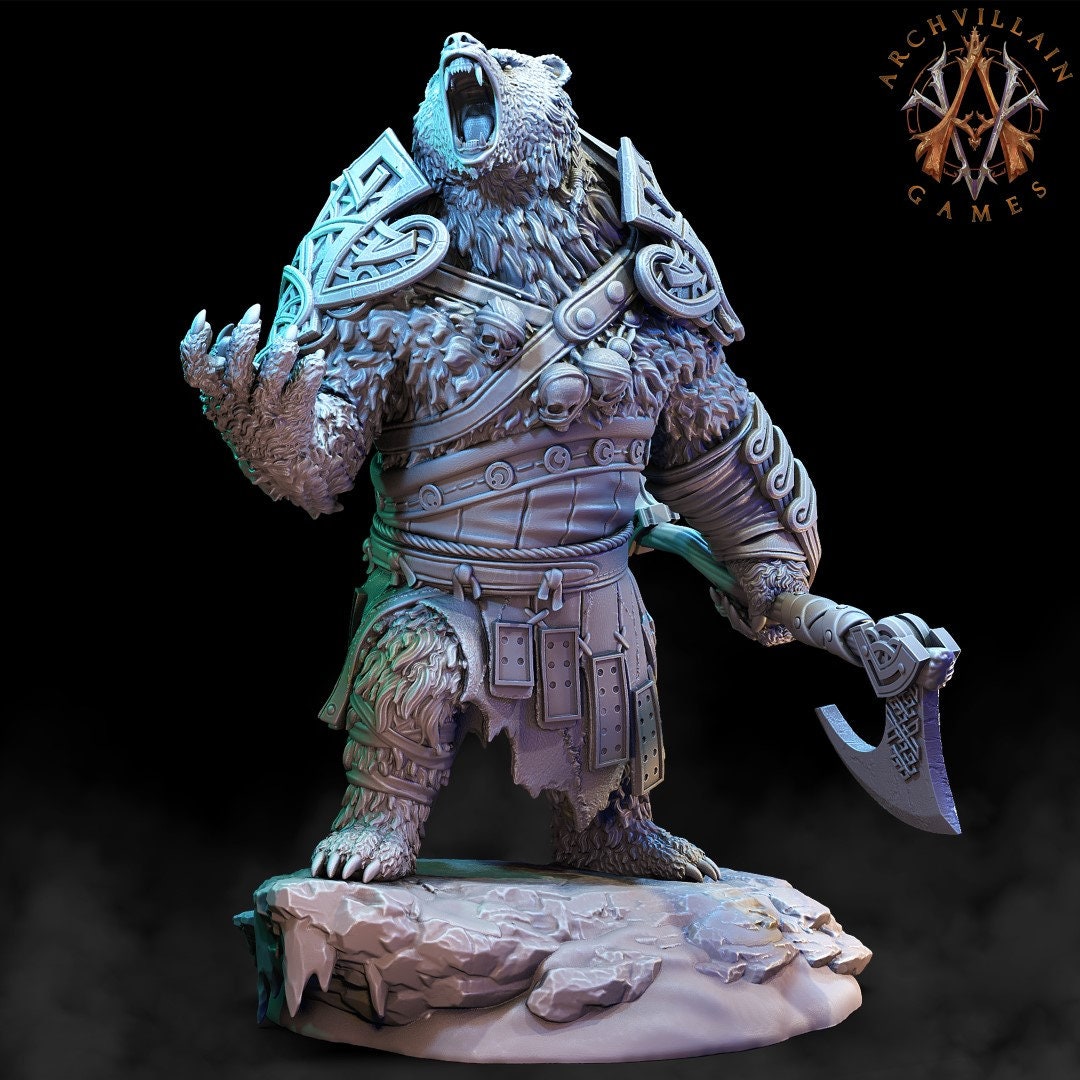 Viking Bear Vanguard Werebear Tabletop Miniature 5e Etsy