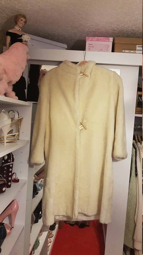 Pure Cream Fur Coat With Gold Buttons