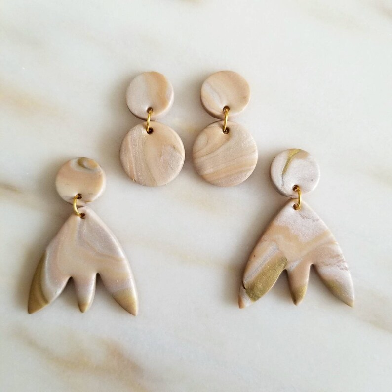 Golden Age Collection Gold Marble Paris Inspired Polymer Clay Earrings