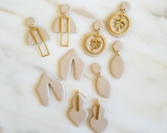 Minimalistic Clay Earrings | Boho Fashion, Boho Earrings, Clay Jewelry, Boho Bride, Statement Earrings, Geometric Earrings