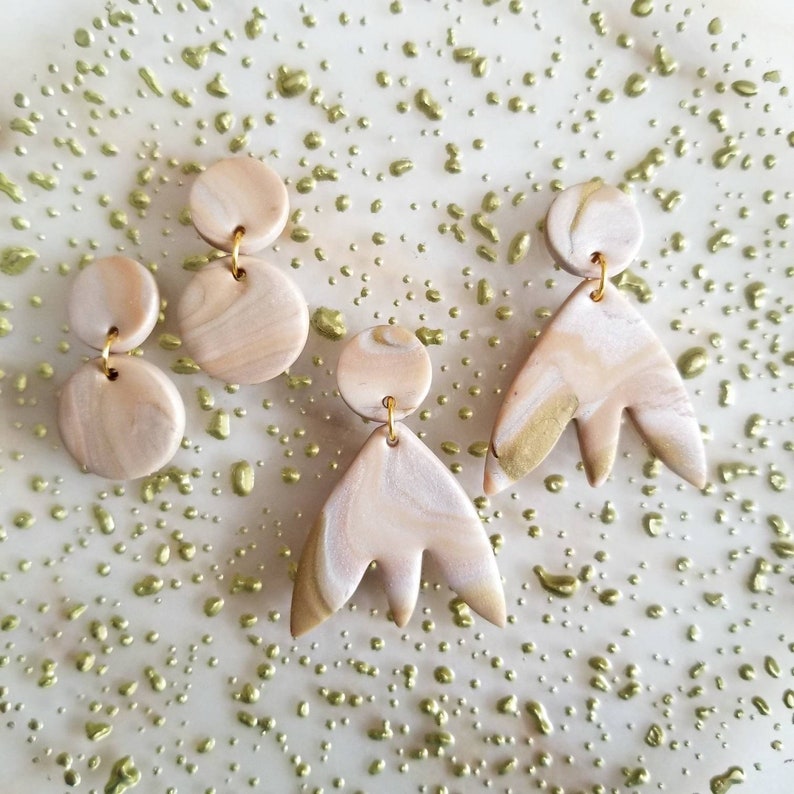 Golden Age Collection Gold Marble Paris Inspired Polymer Clay Earrings