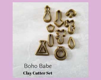 Organic Clay Cutter Set - Boho Babe 10 Pieces | Clay Cutter Bundle, Hoop Cutter, Clay Tools, Clay Earring Cutter, Stud Earring Cutter, PLA