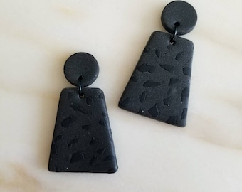 Black Terrazzo Polymer Clay Earrings | Dark Academia, Day of the Dead, Statement Earrings, Witchcore, Halloween Earrings, Clay Jewelry