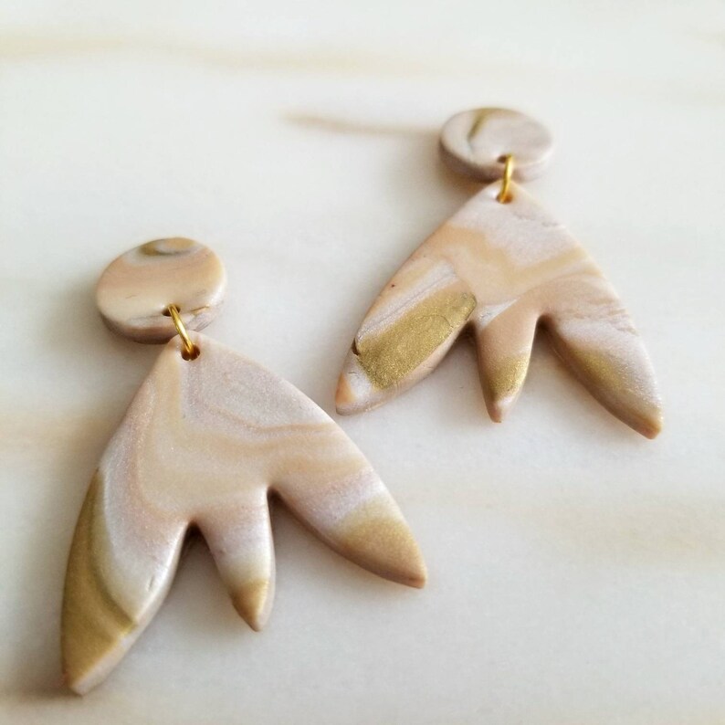 Golden Age Collection Gold Marble Paris Inspired Polymer Clay Earrings