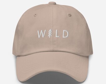 Wild Dad Hat (Green, Stone, Black, Navy) Fun Travel Hat, Outdoorsy Design, Perfect for Indoors, Outdoors, Open New doors :)