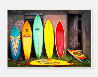 Vintage Surfboards, Colorful, Colourful, Coastal Decor