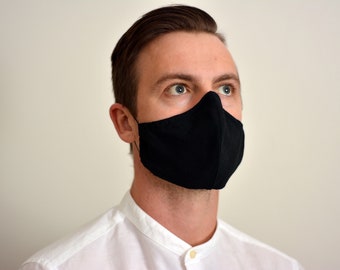 Mens 3 layer Face Mask Reusable Washable / Protective Face Mask / Nose Wire / Cotton Face Mask / Filter Pocket