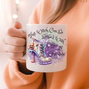 Halloween-Witch-Vintage-Steampunk-Shoe-This Witch Can Be Bribed with Coffee and Chocolate-Durable Large Capacity Coffee-Mug 15oz