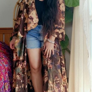 Mystic Sunset Kimono, Hand Tie Dyed Kimono,Tie dye Robe, Free size kimono Robe, Boho and plus Size festival cover up,