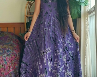 Handmade Tie-Dye Maxi Dress – Boho Chic dress, Hippie Dress, Festival Outfit, Bohemian Dress, Boho long maxi dress, One Size (S–M)