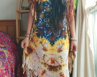 Hippy Poncho, Poncho dress, Festival outfit, Tie Dye Dress, Tie Dye poncho, Boho Oversized poncho, Oversized tie-dye dress,