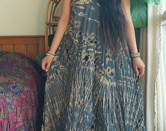 Handmade Tie-Dye Maxi Dress – Boho Chic dress, Hippie Dress, Festival Outfit, Bohemian Dress, Boho long maxi dress, One Size (S–M)