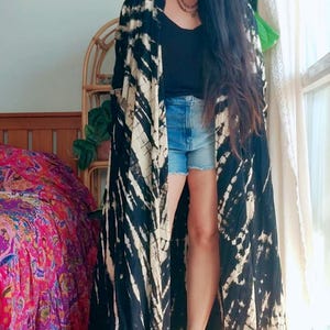 Mystic Sunset Kimono, Hand Tie Dyed Kimono,Tie dye Robe, Free size kimono Robe, Boho and plus Size festival cover up,