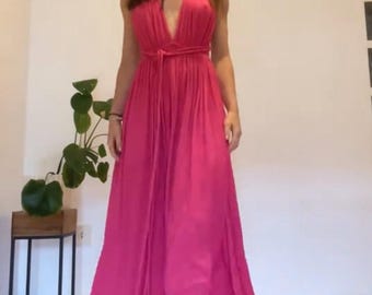 Viscose dress, open back, sexy, after beach, boat party, multi-position