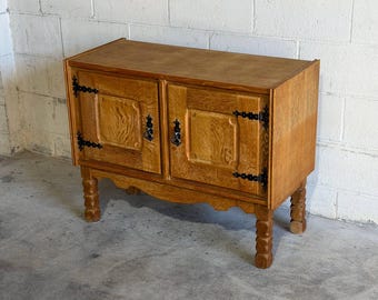 Vintage Henning Kjærnulf Style Oak Cabinet Danish Rustic Brutalist Sideboard