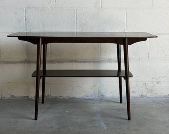 Vintage Danish Modern Walnut Coffee Table with Shelf – Mid Century Side Table