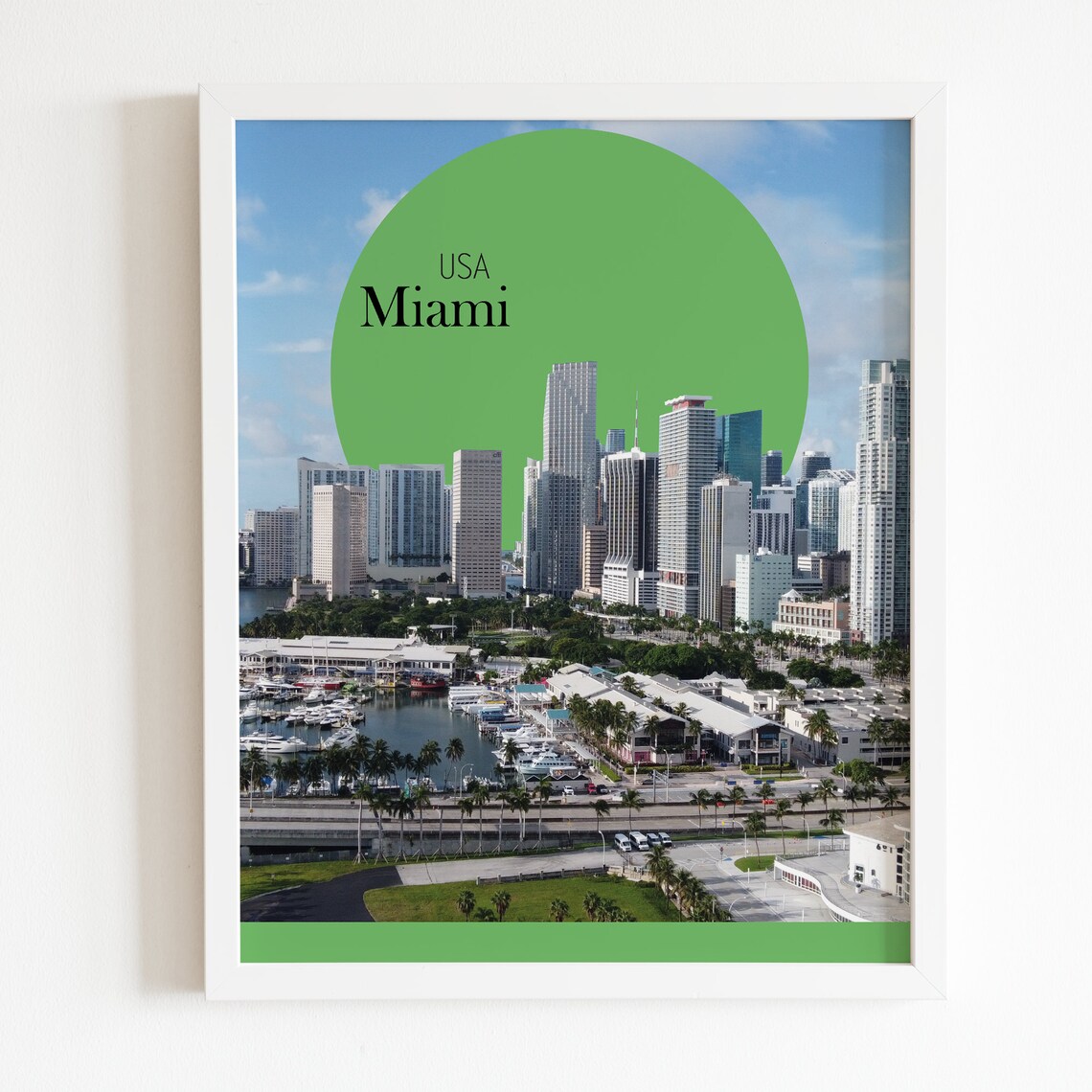 Miami City Print Wall Art Framed City Illustration Modern Etsy