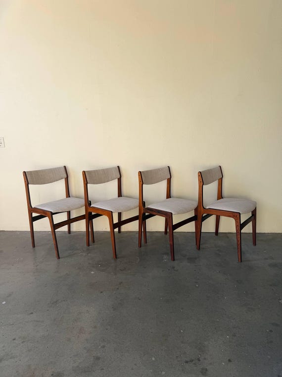Danish Mid Century Erik Buch Rosewood Dining Chairs Set of 4 Scandinavian Vintage