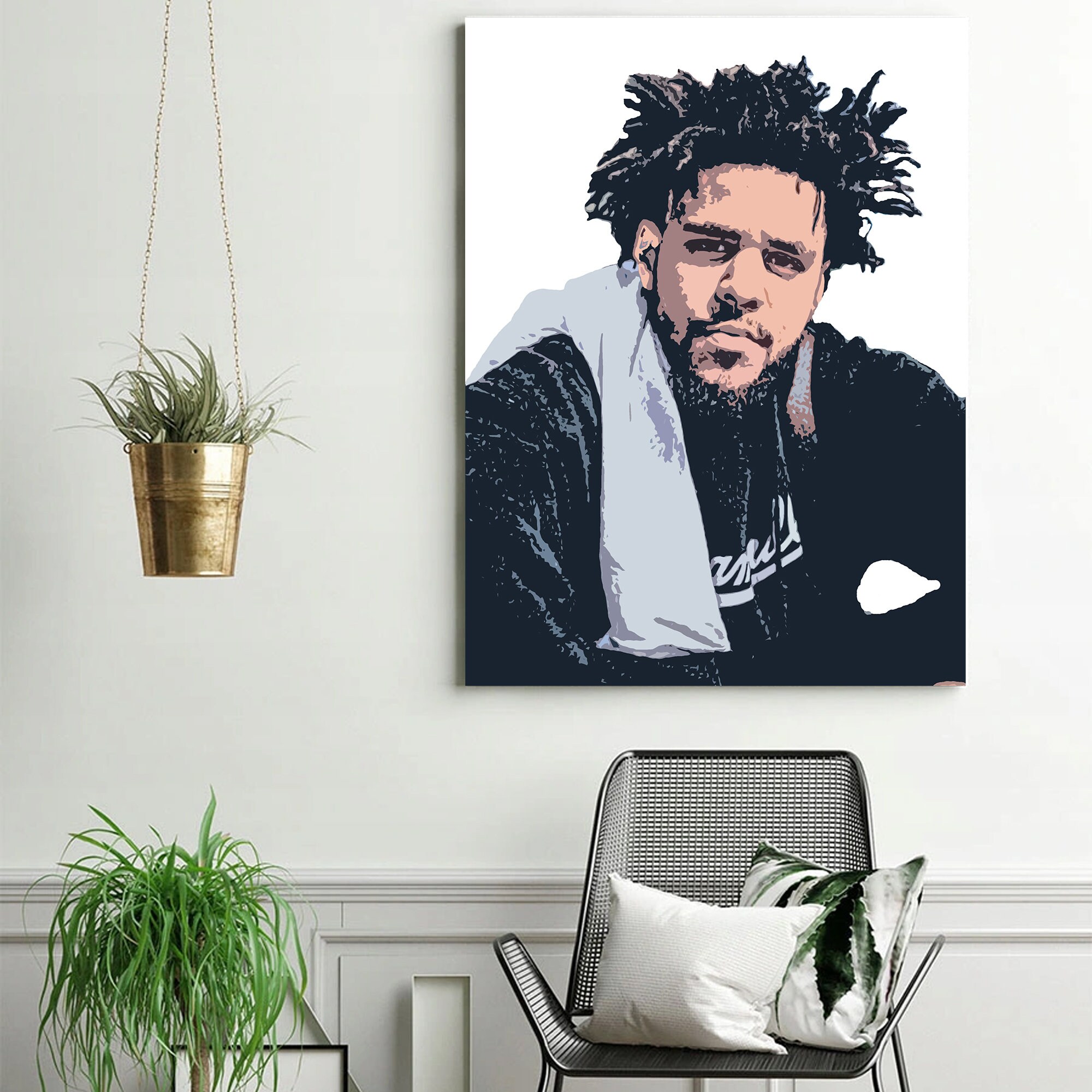 J. Cole Art Canvas Celebrity Themed Printed Art Pop Star Etsy