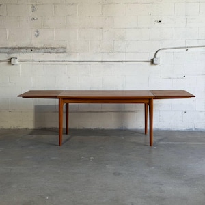 Vintage Rectangular Extendable Teak Dining Table Mid-Century Modern 1960s