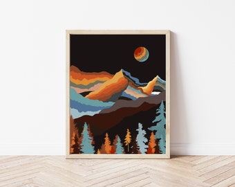 Digital Art Print, Physical Print, Mailed Print, Free Shipping, Adventure, Mountains