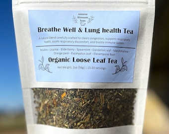 Breathe Well & Lung health Tea | Lung Cleanse Tea | Lung Health Mullein Tea | Herbal Tea for Lungs | Natural Lung Wellness Tea | Lung Tea