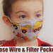 Construction trucks face mask, trucks face mask, children face mask with optional Nose Wire, Filter Pocket, cotton ties or elastic ear loops