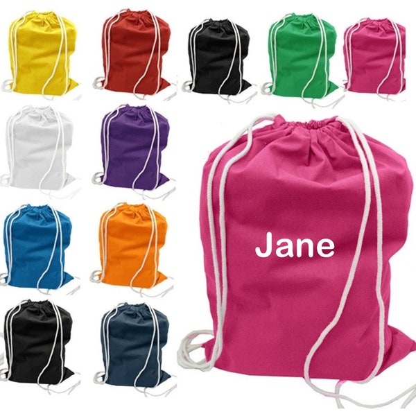 Custom Drawstring Bags, Personalized Name Drawstring Backpack, Lightweight Gym Bag, Cotton Bag, Personalized Gift