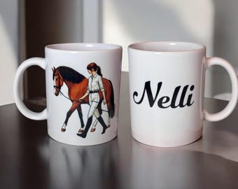 Personalized Horse Mug, Horse Lover Gift, Ceramic Coffee Cup