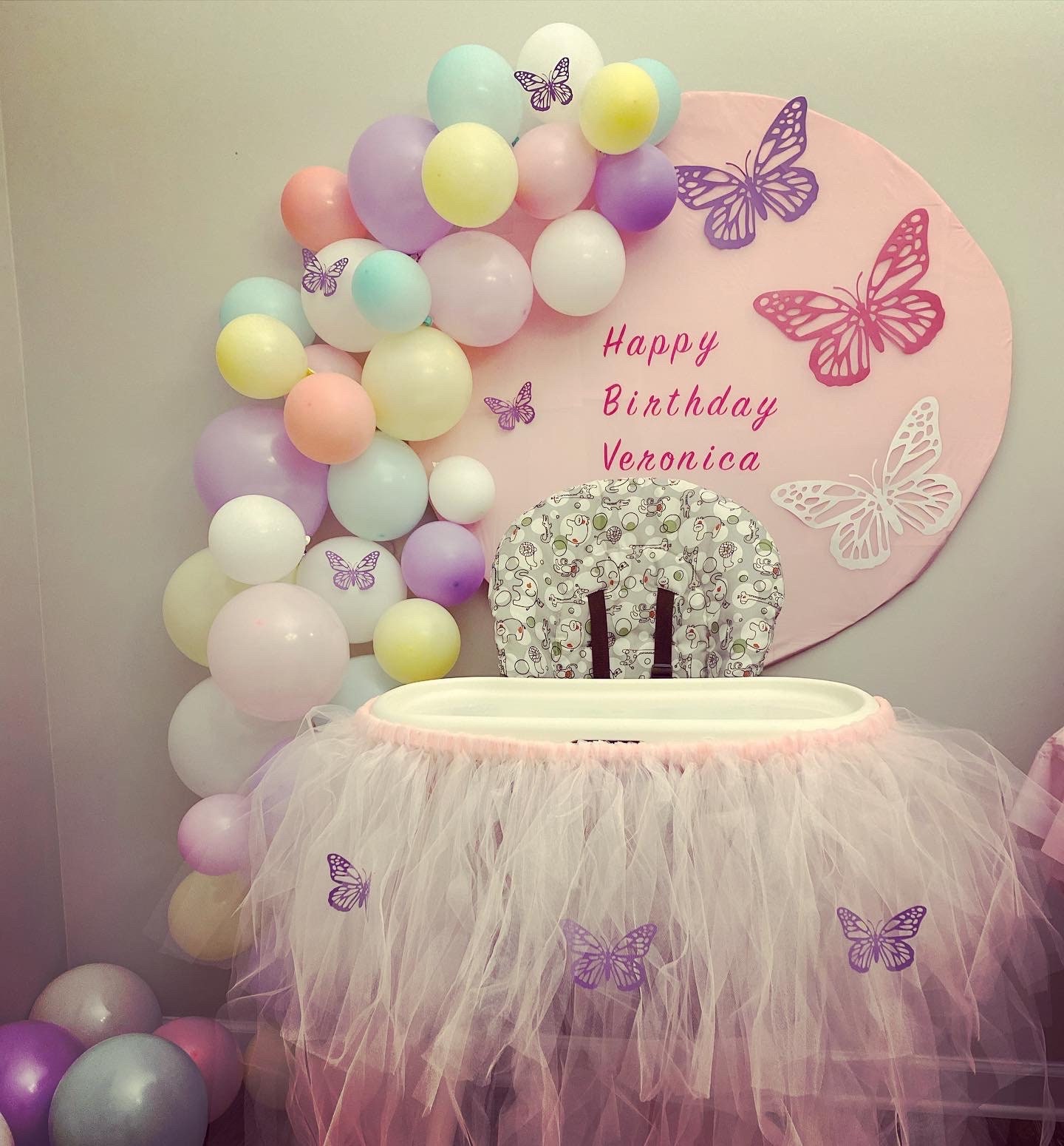 Butterfly Birthday Decorations Pink Purple Balloon Garland Arch Kit Baby Shower 1st Girls Birthday Party Decor Butterfly Sticker