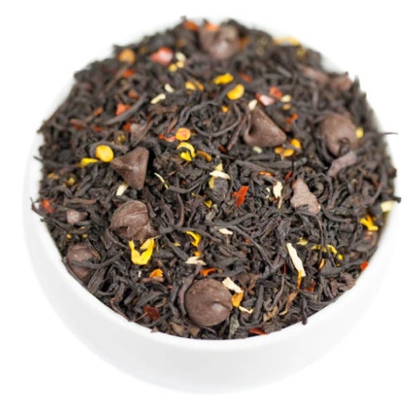 Hot Chili Chocolate Black Tea, Premium Loose Leaf Black Tea, Pittige thee, Exotische thee, Uniek theegeschenk