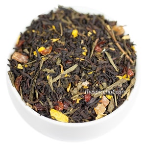 Tropical Paradise Black & Green Tea Blend, Loose Leaf Tea, Caffeine, Strawberry, Papaya and Mango Tea | Tropical Refreshing Iced Tea