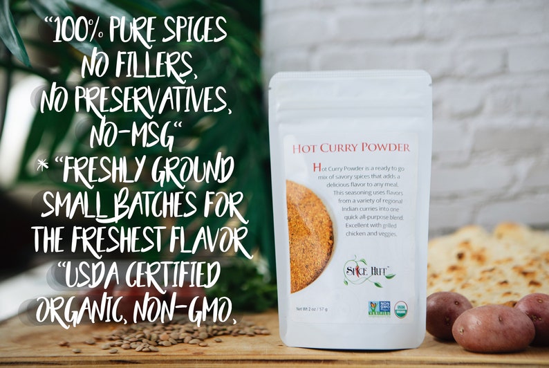 pure curry spices, no added fillers, no preservatives, no msg,  freaky ground, small batches, usda certified, no gmo, organic spices, organic seasonings