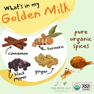 Golden Milk Powder with Ginger, Cinnamon, Turmeric Powder, Black Pepper - healthy ayurvedic beverage